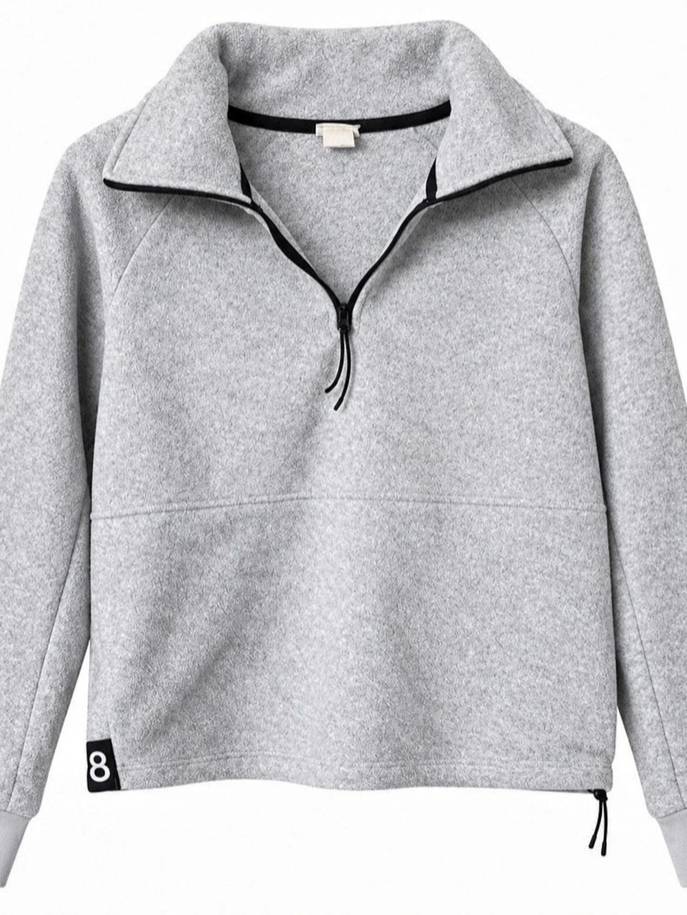 H&M Sport Grey Fleece Quarter Zip Pullover Side Zip Hem Women’s M